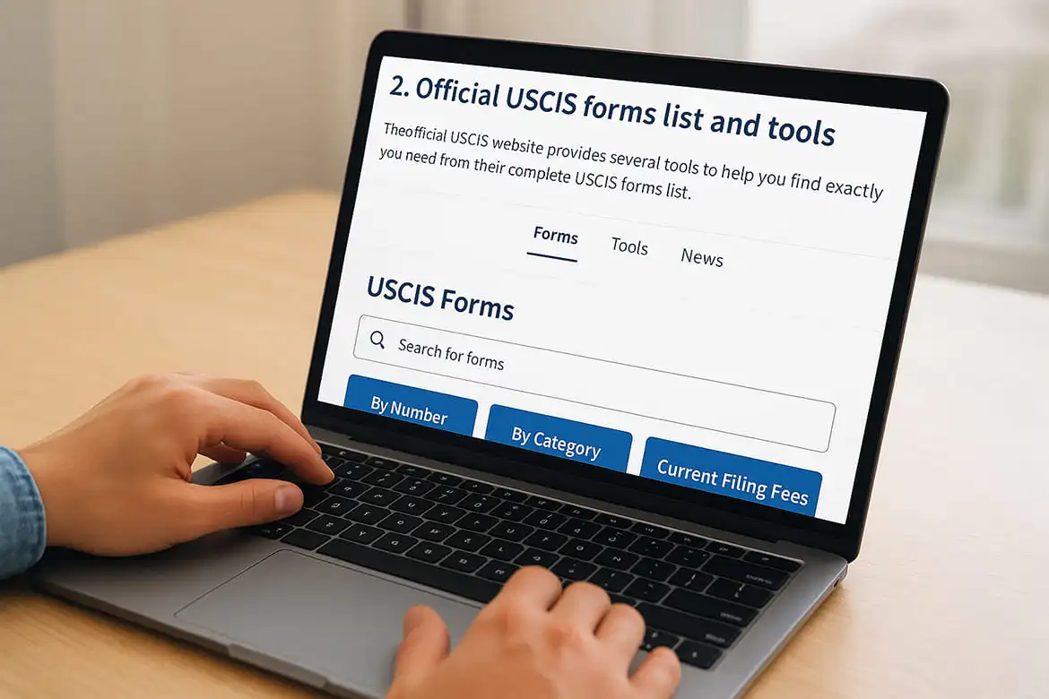 2. Official USCIS forms list and tools