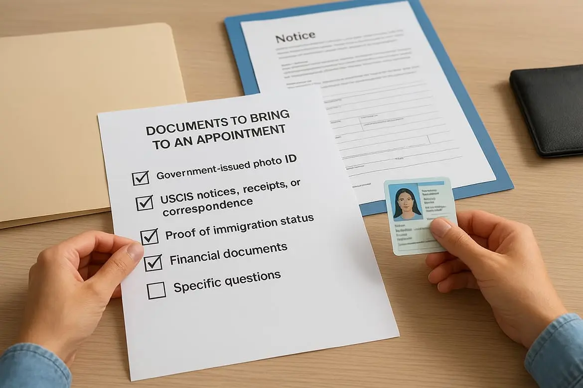 Documents to bring to an appointment