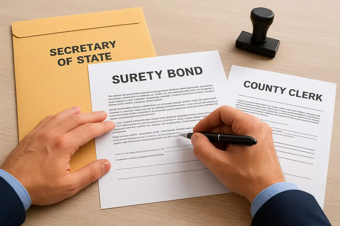 Filing your bond with the Secretary of State and county clerk