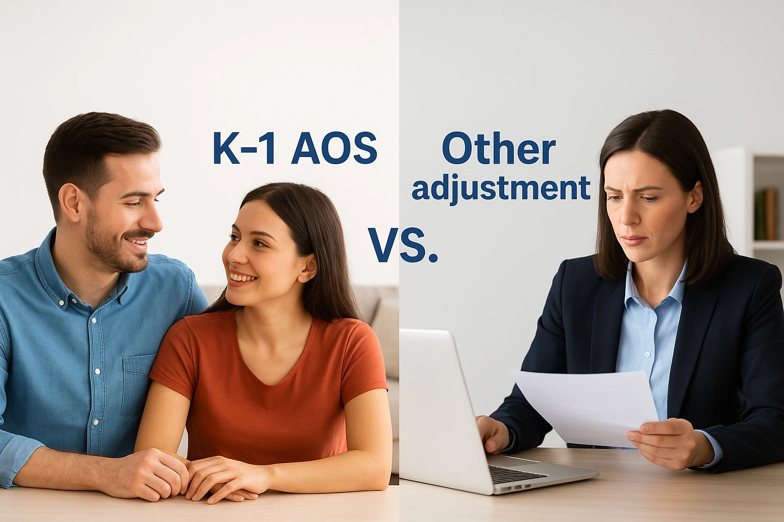How K-1 AOS differs from other adjustment cases