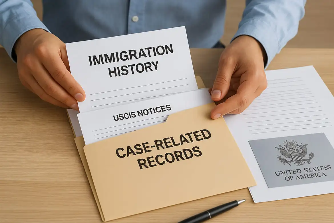 Immigration history and case-related records