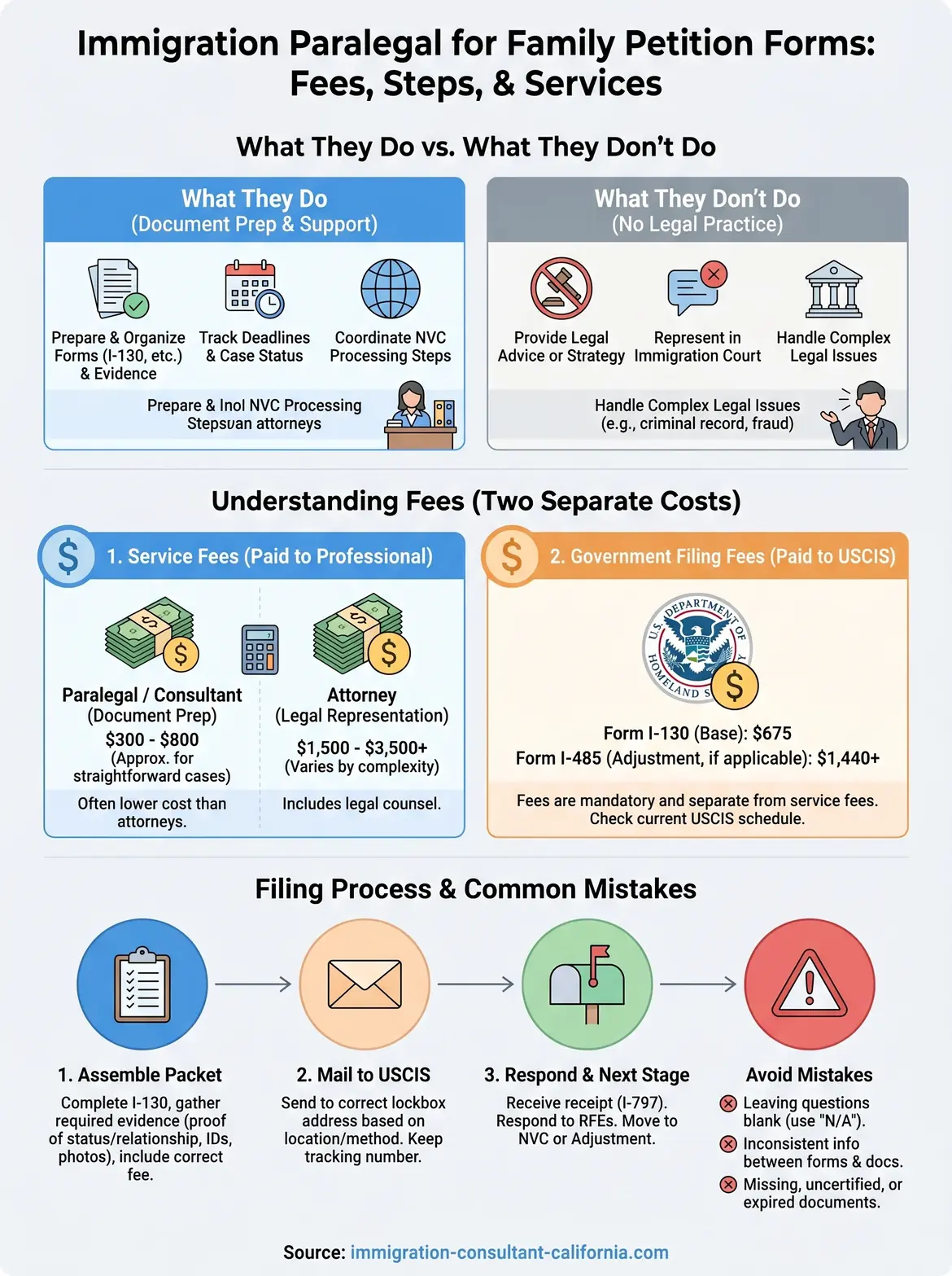 immigration paralegal for family petition forms infographic