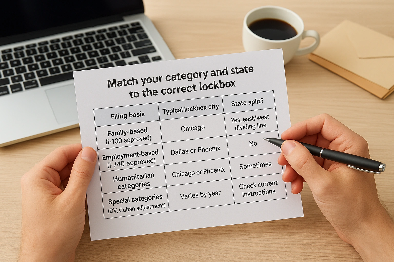 Step 3. Match your category and state to the correct lockbox